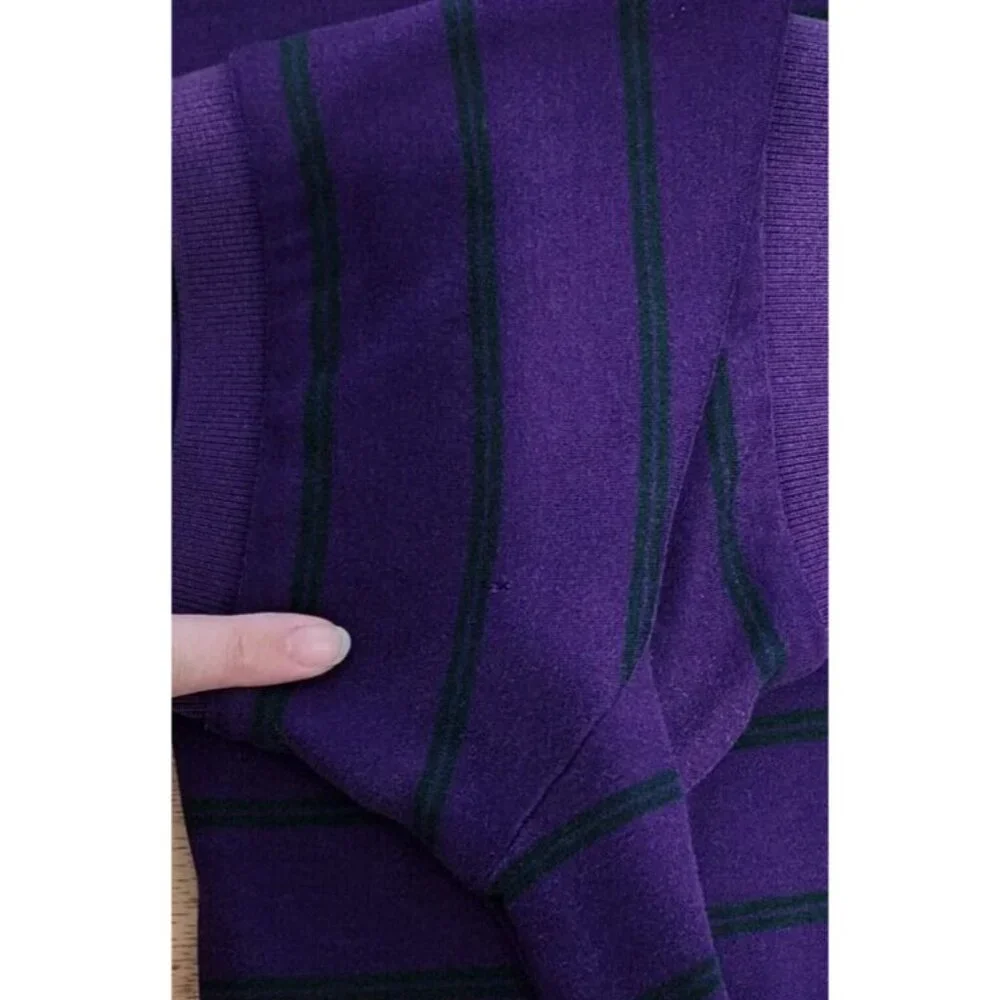 POLO Ralph Lauren Purple Striped Polo Shirt Size M 100% Cotton Green‎ Pony